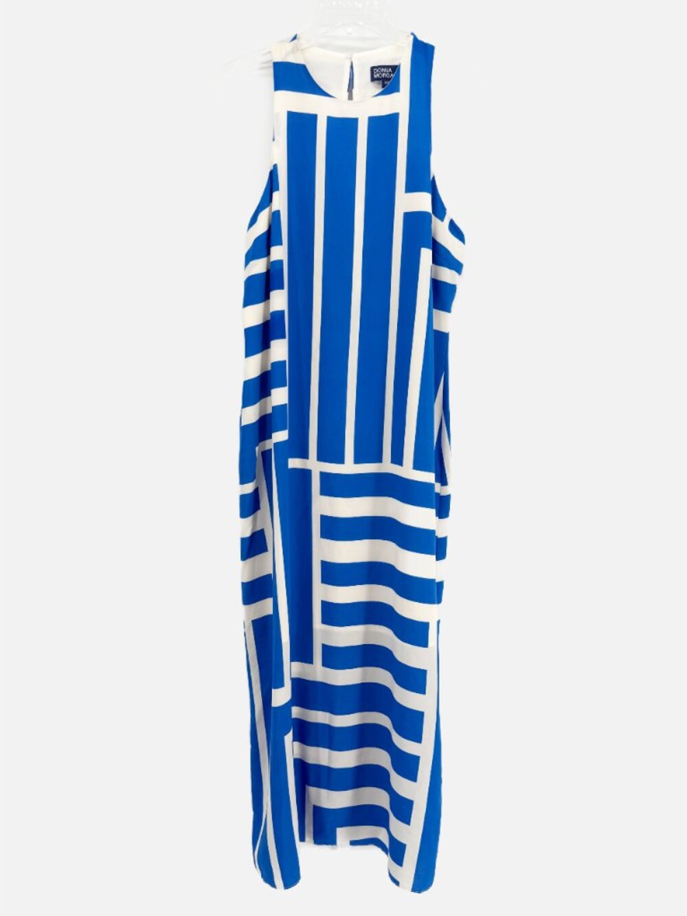 DONNA MORGAN quincy geometric print maxi dress in royal blue/cream NEW 14 - Picture 2 of 10